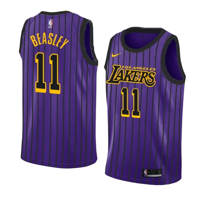 Camiseta Michael Beasley #11 Los Angeles Lakers Morado Con Rayas City Edition Swingman
