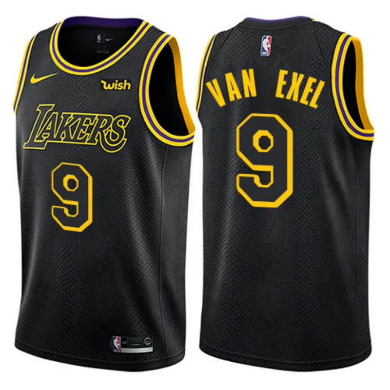 Camiseta Nick Van Exel #9 Los Angeles Lakers Negro Fan Edition