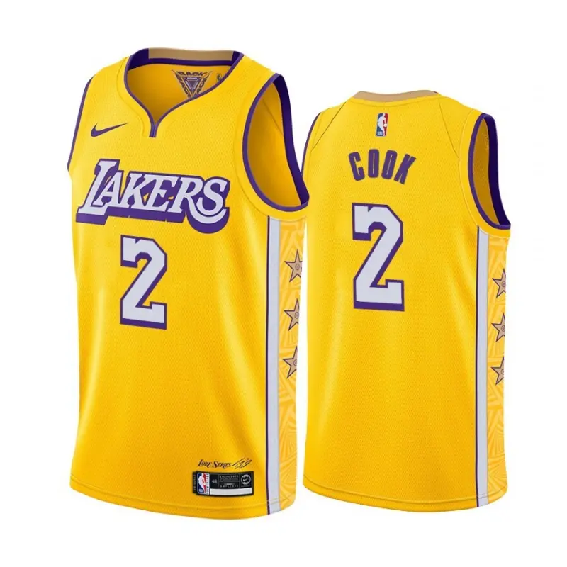 Camiseta Quinn Cook #2 Los Angeles Lakers Amarillo Cuello en V Icon Edition Swingman