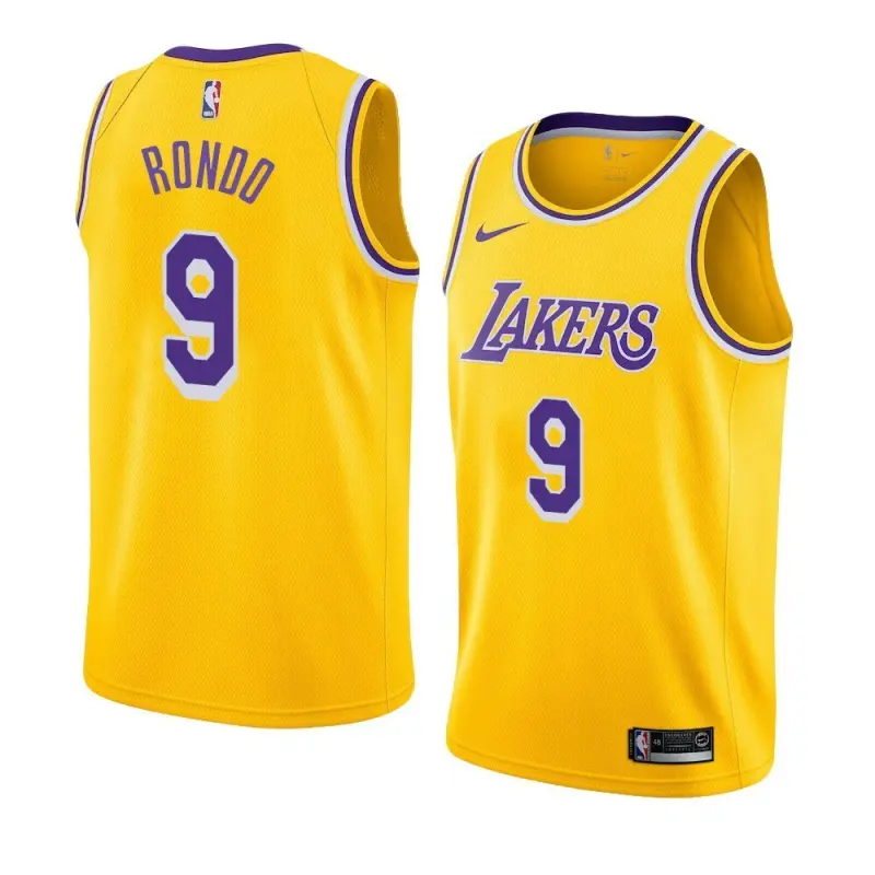 Camiseta Rajon Rondo #9 Los Angeles Lakers Amarillo Fan Edition