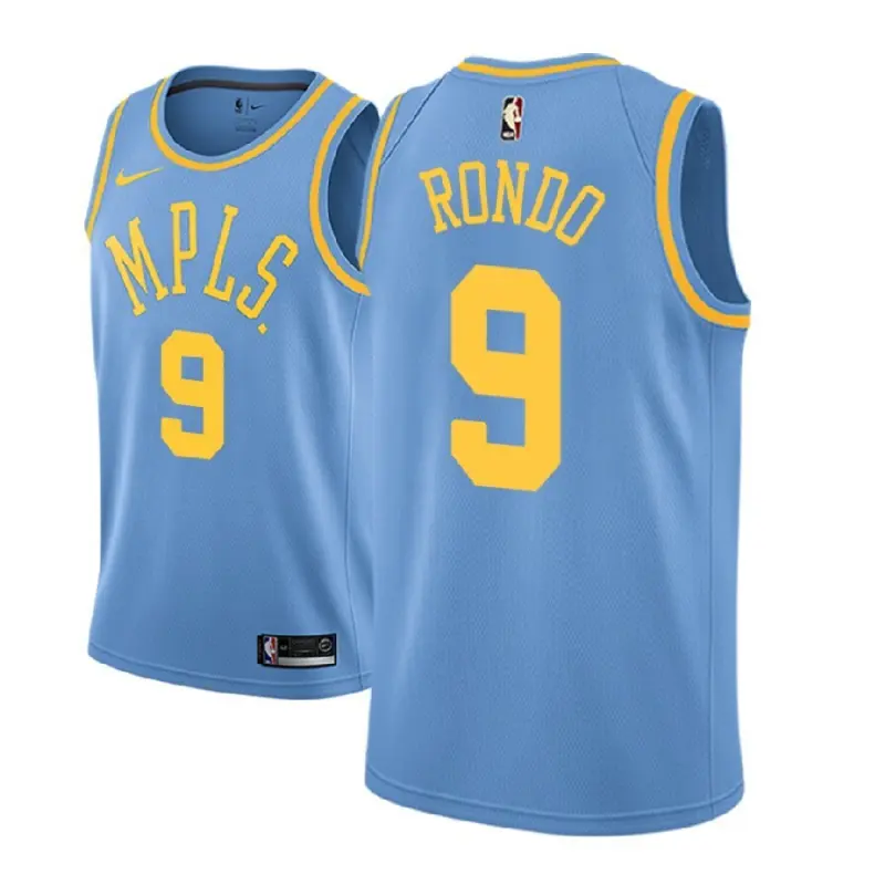 Camiseta Rajon Rondo #9 Los Angeles Lakers Azul Claro Retro Swingman