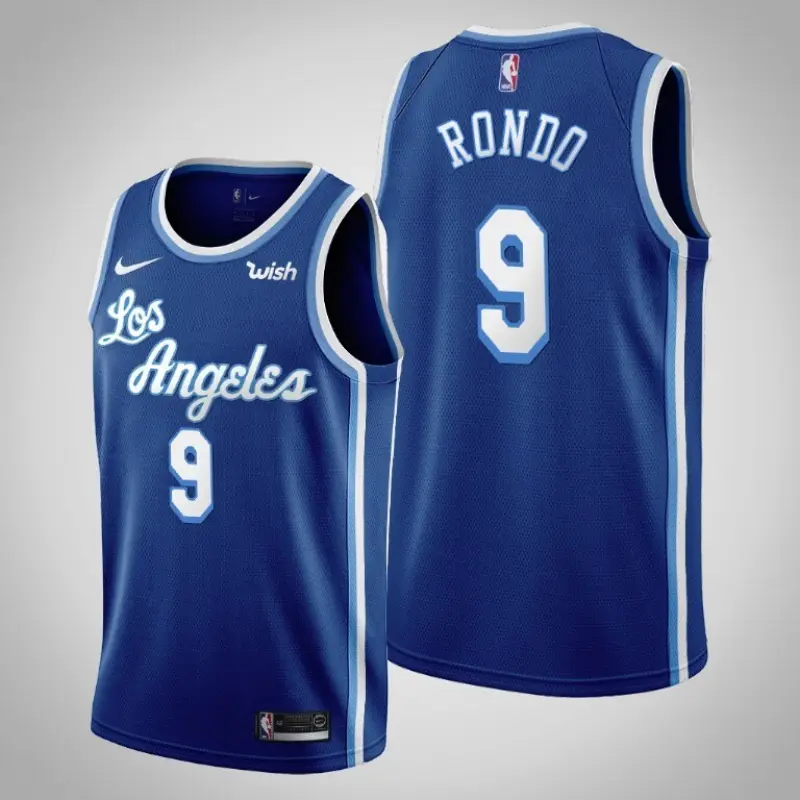 Camiseta Rajon Rondo #9 Los Angeles Lakers Azul Classic Edition Swingman