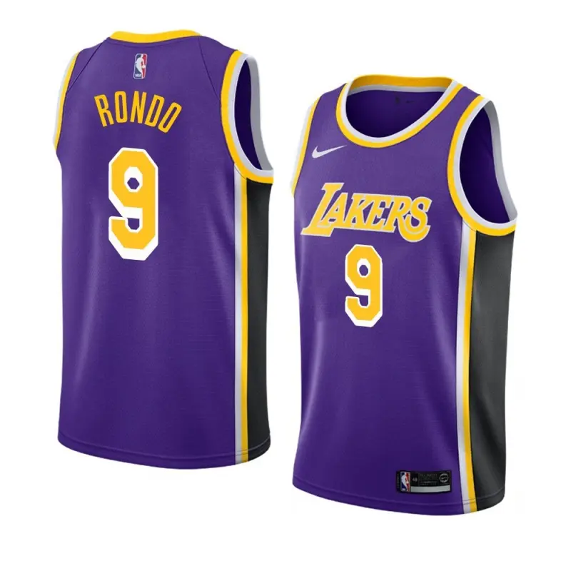 Camiseta Rajon Rondo #9 Los Angeles Lakers Morado/Negro Fan Edition