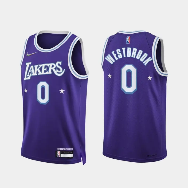 Camiseta Russell Westbrook #0 Los Angeles Lakers Morado Fan Edition
