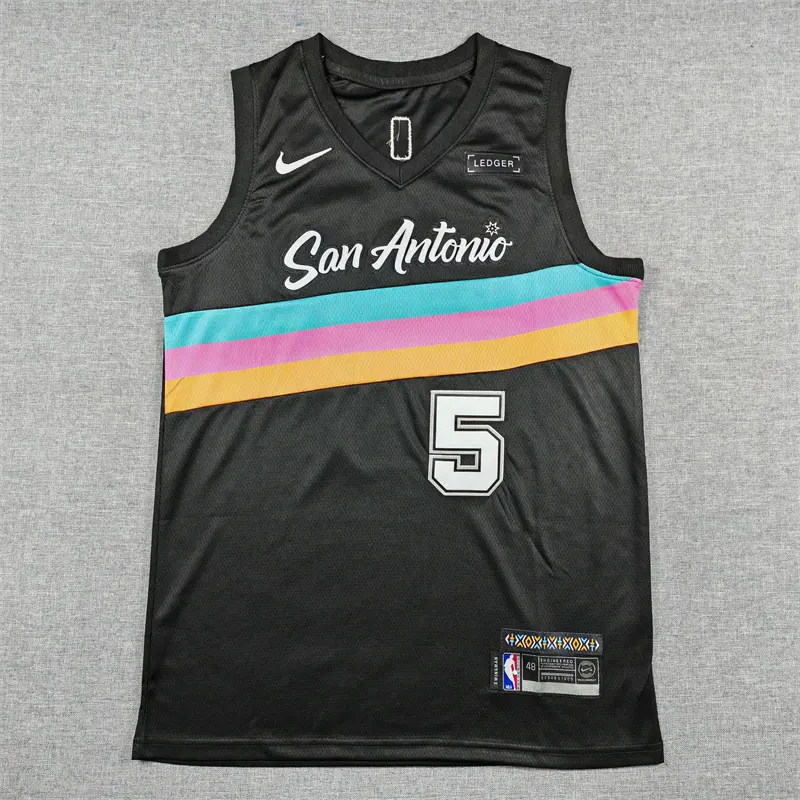 Camiseta Stephon Castle #5 San Antonio Spurs 2026 Negro City Edition