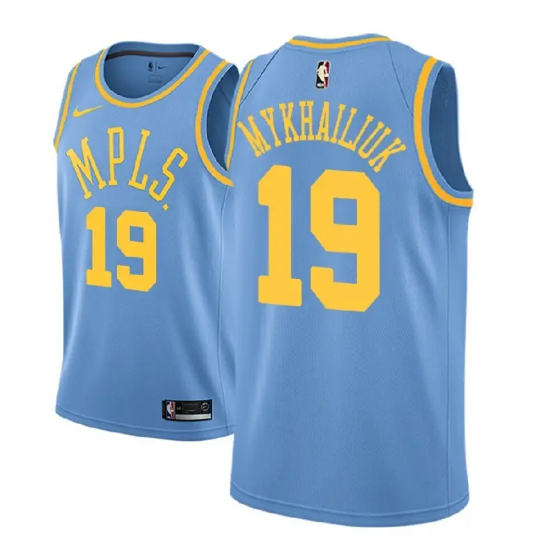 Camiseta Svi Mykhailiuk #19 Los Angeles Lakers Azul Claro Retro Swingman