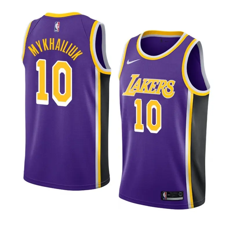 Camiseta Sviatoslav Mykhailiuk #10 Los Angeles Lakers Morado/Negro Fan Edition