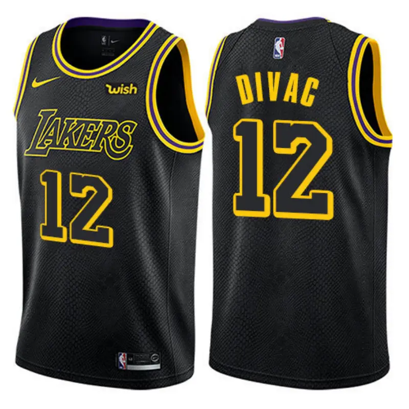 Camiseta Vlade Divac #12 Los Angeles Lakers Negro Fan Edition