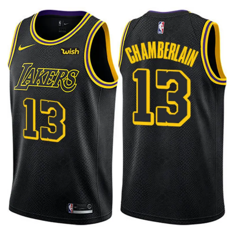 Camiseta Wilt Chamberlain #13 Los Angeles Lakers Negro Fan Edition