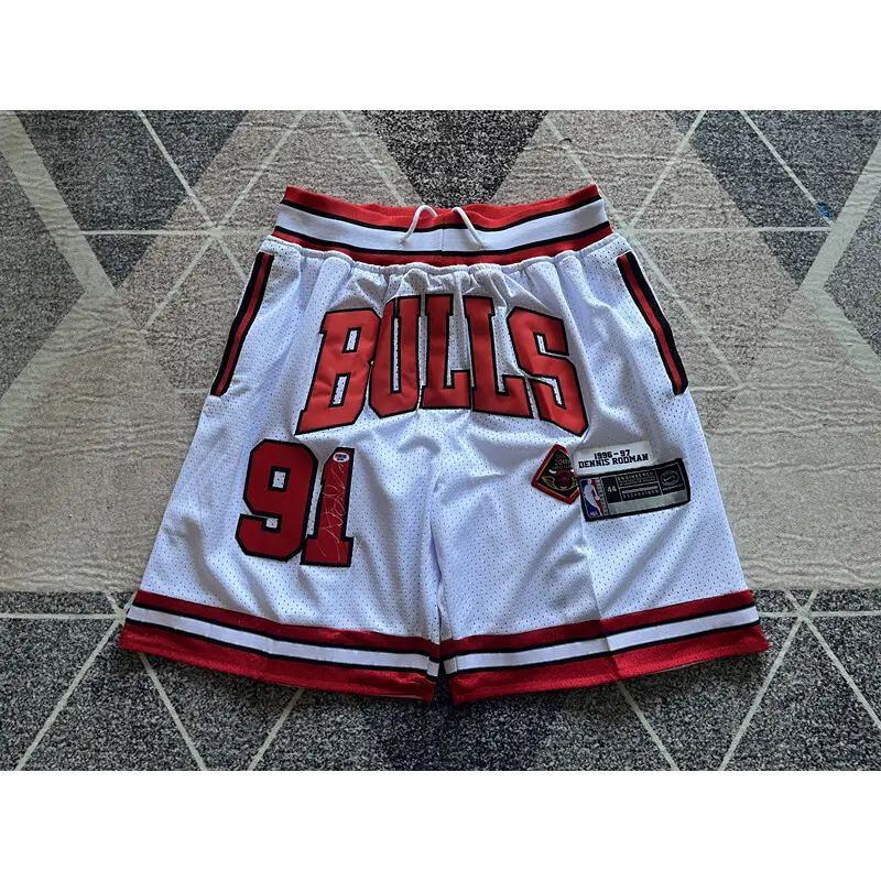 Pantalón Corto Dennis Rodman #91 Chicago Bulls Blanco Retro