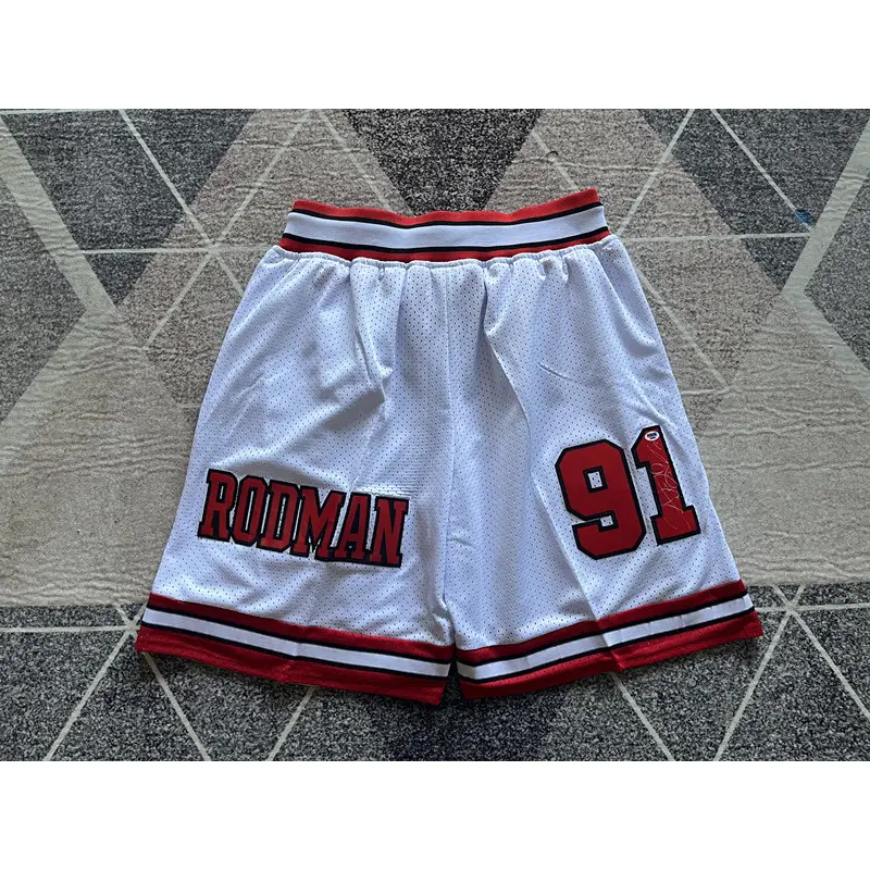 Pantalón Corto Dennis Rodman #91 Chicago Bulls Blanco Retro