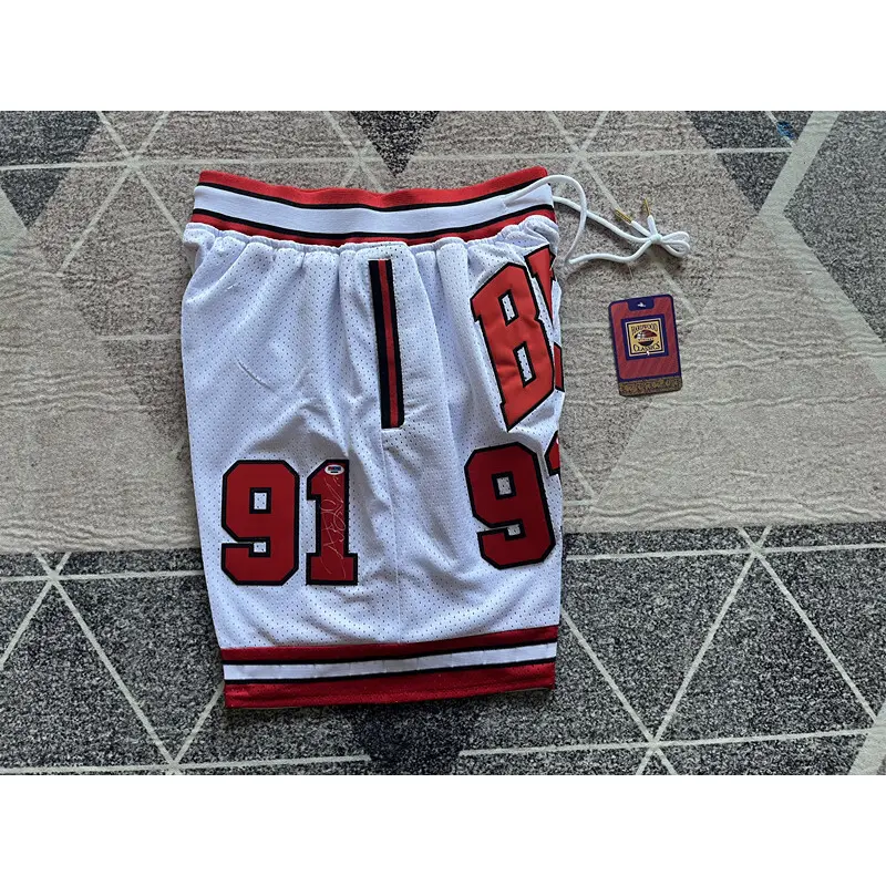 Pantalón Corto Dennis Rodman #91 Chicago Bulls Blanco Retro