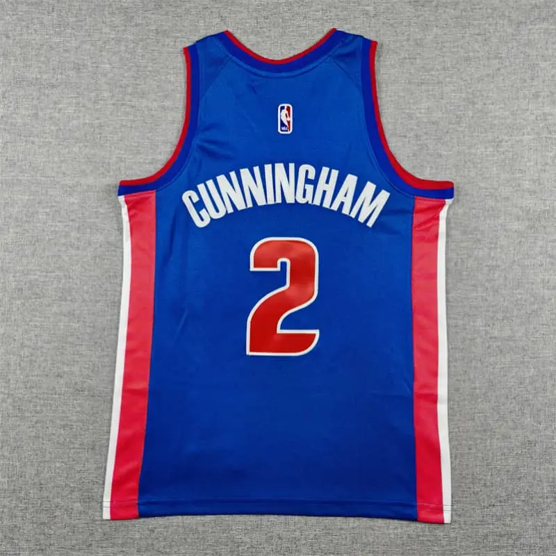 Camiseta Cade Cunningham #2 Detroit Pistons Azul Niño