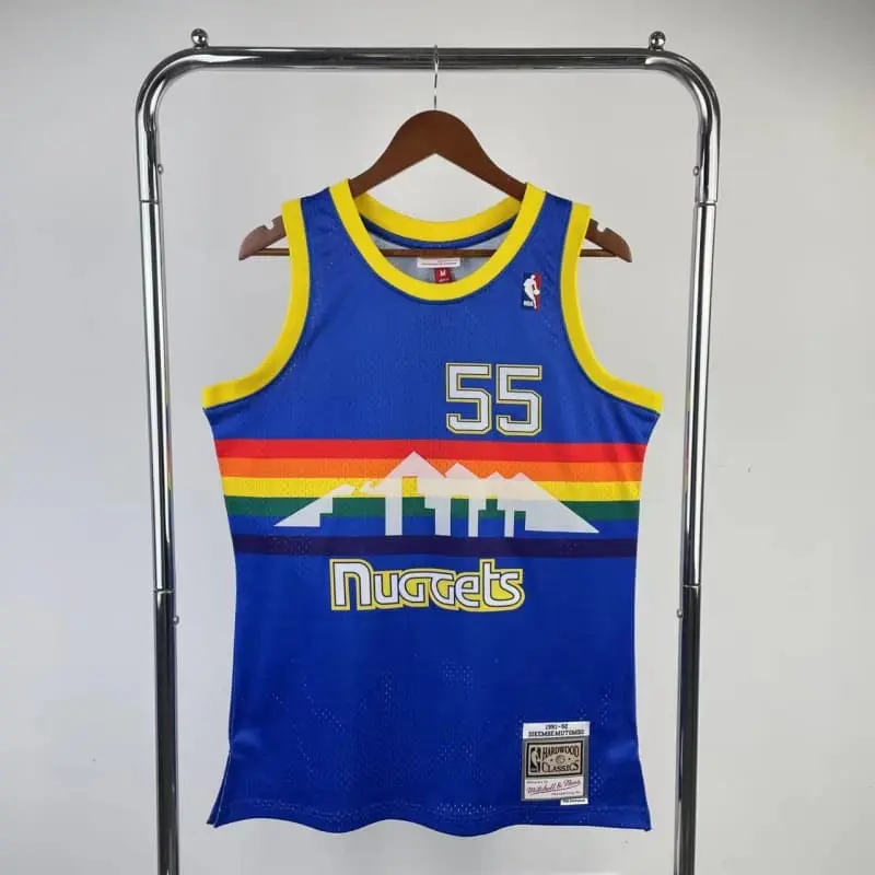 Camiseta Dikembe Mutombo #55 Denver Nuggets Azul Retro