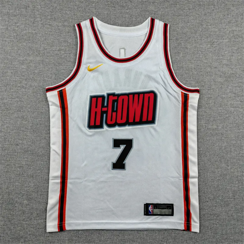 Camiseta Kevin Durant #7 Houston Rockets 2025 Cuello Redondo Blanco City Edition