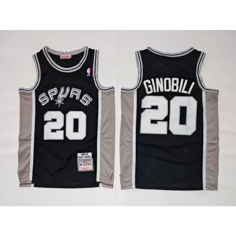 Camiseta Manu Ginobili #20 San Antonio Spurs Negro Classic Edition