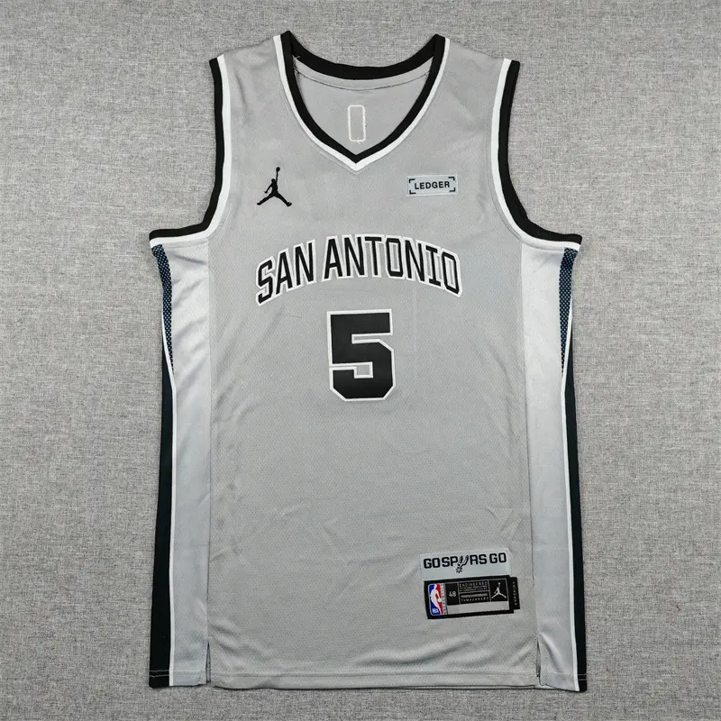 Camiseta Stephon Castle #5 San Antonio Spurs 2026 Gris Statement Edition