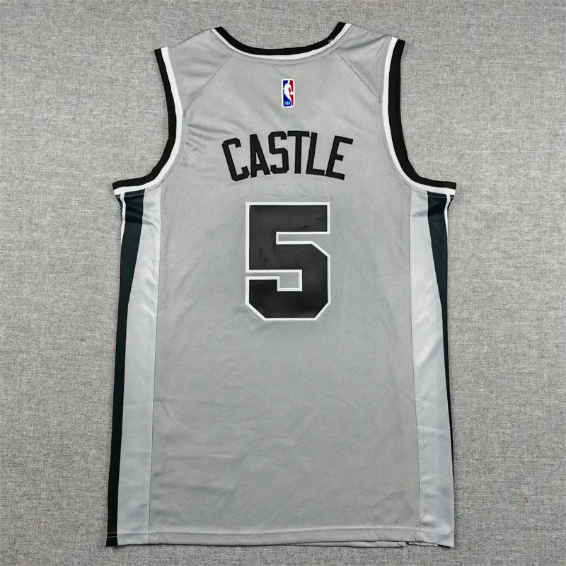 Camiseta Stephon Castle #5 San Antonio Spurs 2026 Gris Statement Edition