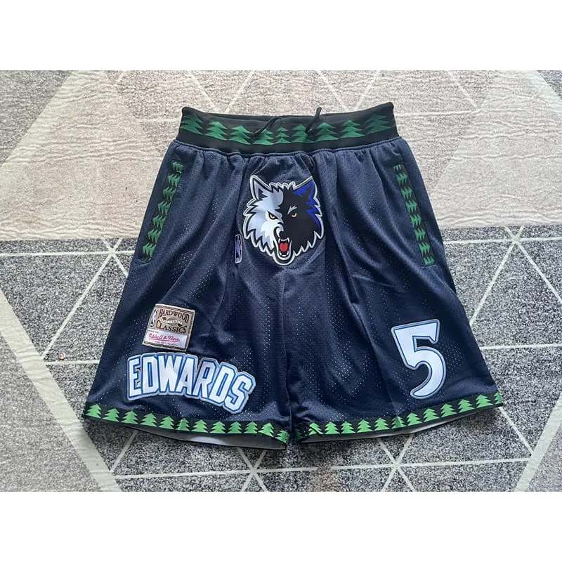 Pantalón Corto Anthony Edwards #5 Minnesota Timberwolves Azul Oscuro Retro