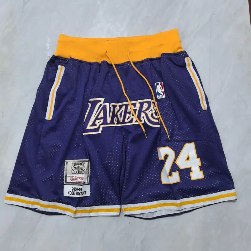 Pantalón Corto de Bolsillo Los Angeles Lakers #24 morado Retro