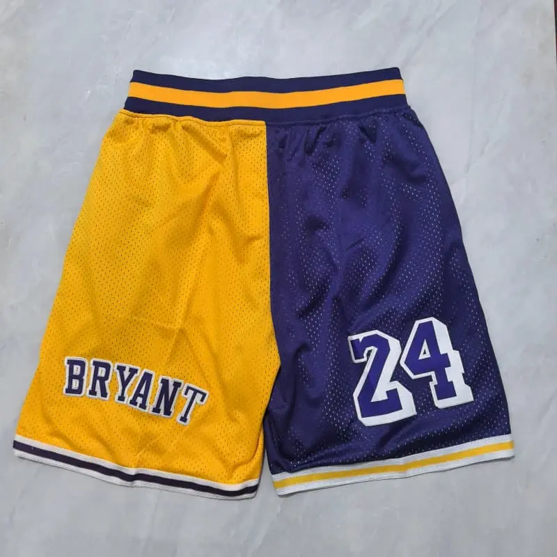 Pantalón Corto de Bolsillo Los Angeles Lakers #8&24 Amarillo/morado Retro