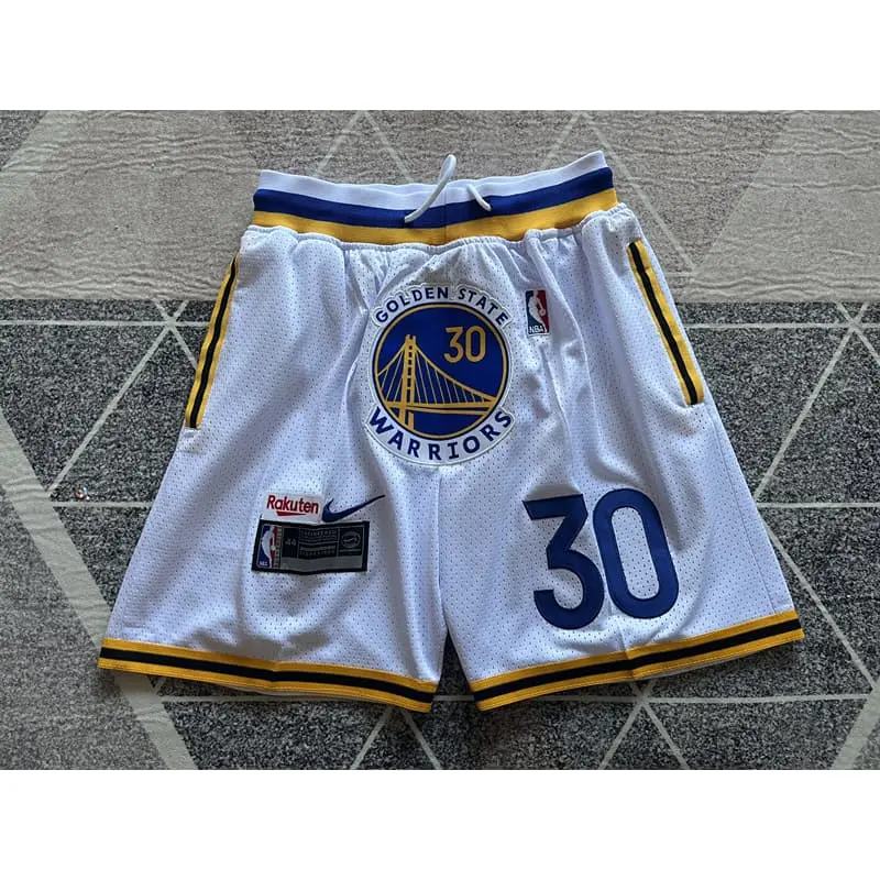 Pantalón Corto Stephen Curry #30 Golden State Warriors Blanco Retro