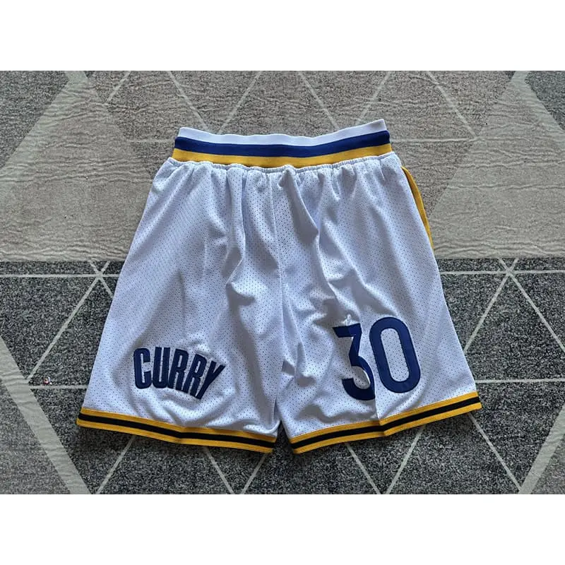 Pantalón Corto Stephen Curry #30 Golden State Warriors Blanco Retro