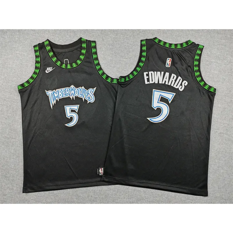 Camiseta Anthony Edwards #5 Minnesota Timberwolves Negro Niño