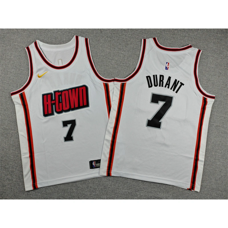 Camiseta Kevin Durant #7 Houston Rockets Blanco/Rojo Niño