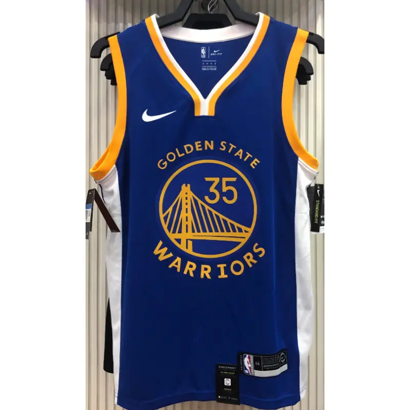 Camiseta Kevin Durant #35 Golden State Warriors Azul/Amarillo