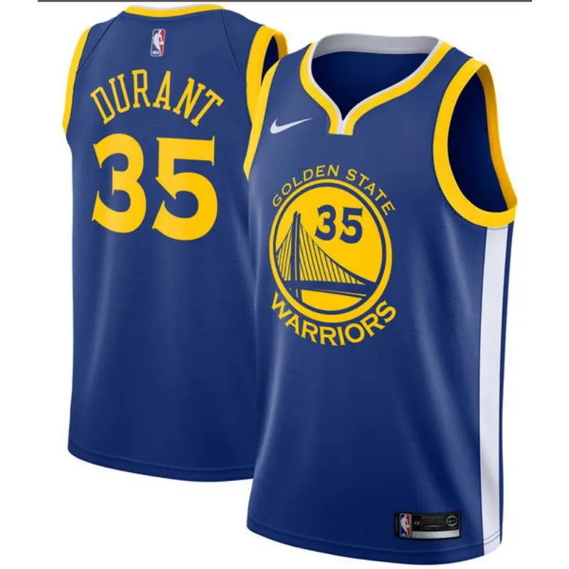 Camiseta Kevin Durant #35 Golden State Warriors Azul/Amarillo En Cuello V