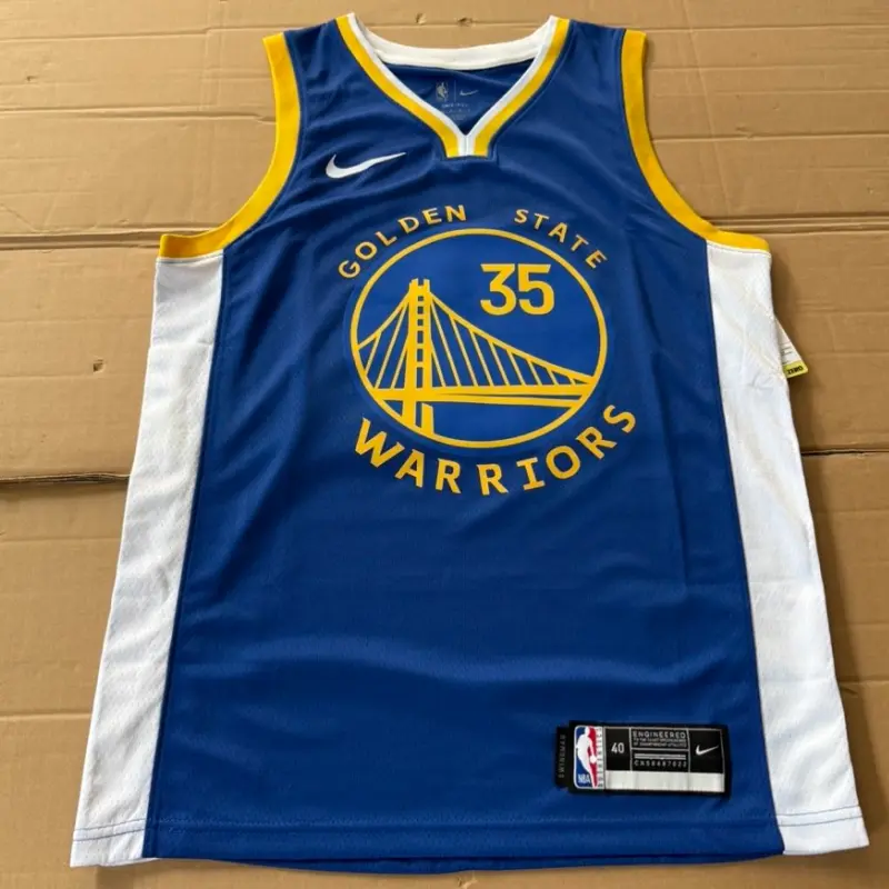 Camiseta Kevin Durant #35 Golden State Warriors Azul/Amarillo