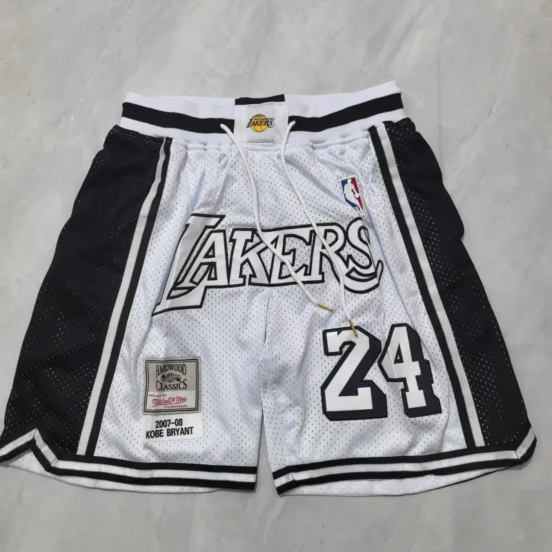 Pantalón Corto de Bolsillo Kobe Bryant #24 Los Angeles Lakers Blanco Retro