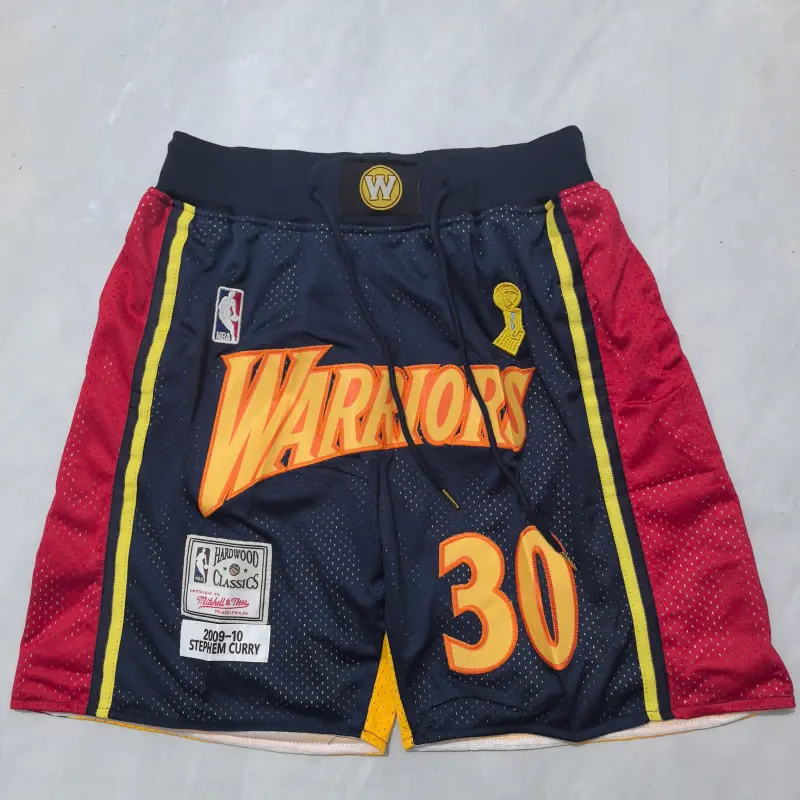 Pantalón Corto de Bolsillo Stephen Curry #30 Golden State Warriors Azul Oscuro/Rojo Retro