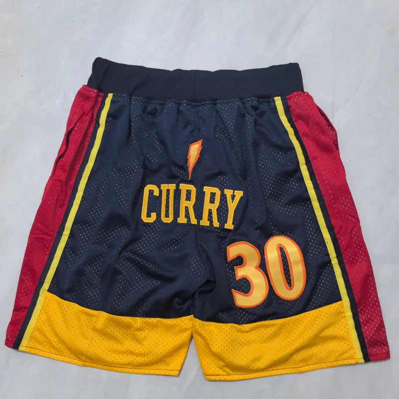 Pantalón Corto de Bolsillo Stephen Curry #30 Golden State Warriors Azul Oscuro/Rojo Retro
