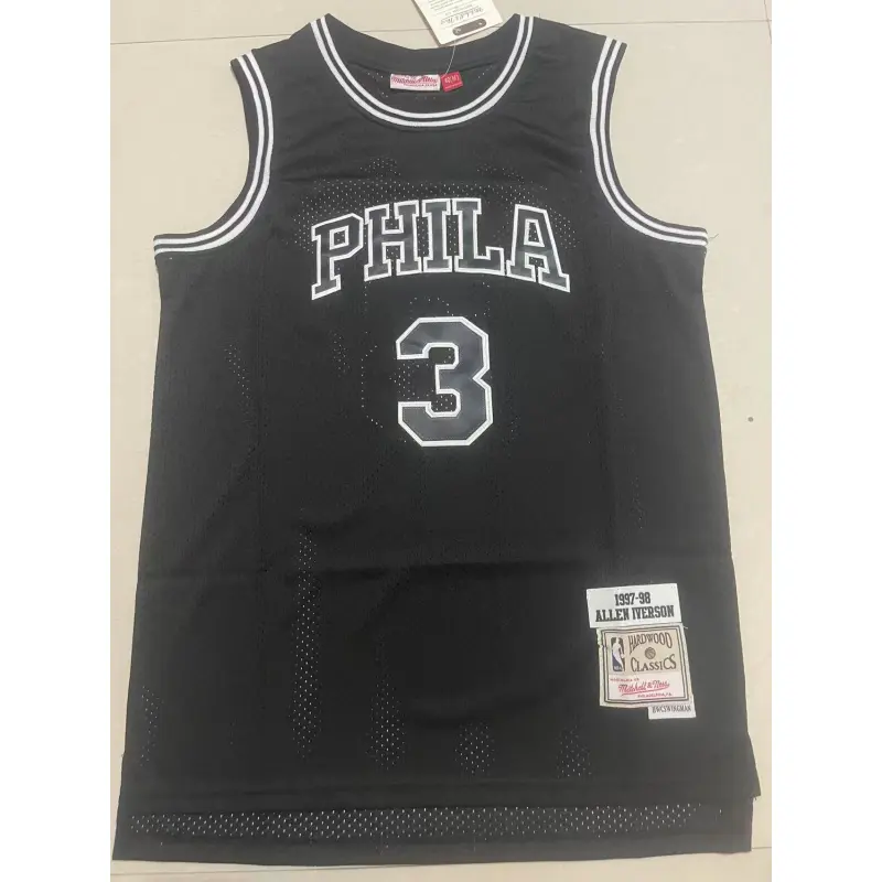 Camiseta Allen Iverson #3 Philadelphia 76ers 1997-98 Negro