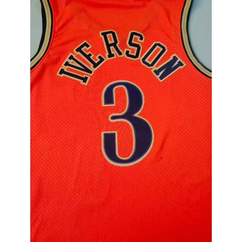 Camiseta Allen Iverson #3 Philadelphia 76ers 1997 Rojo Anaranjado Classic Edition Camiseta Allen Iverson #3 Philadelphia 76ers 1997 Rojo Anaranjado Classic Edition