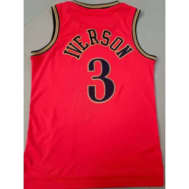 Camiseta Allen Iverson #3 Philadelphia 76ers 1997 Rojo Anaranjado Classic Edition Camiseta Allen Iverson #3 Philadelphia 76ers 1997 Rojo Anaranjado Classic Edition