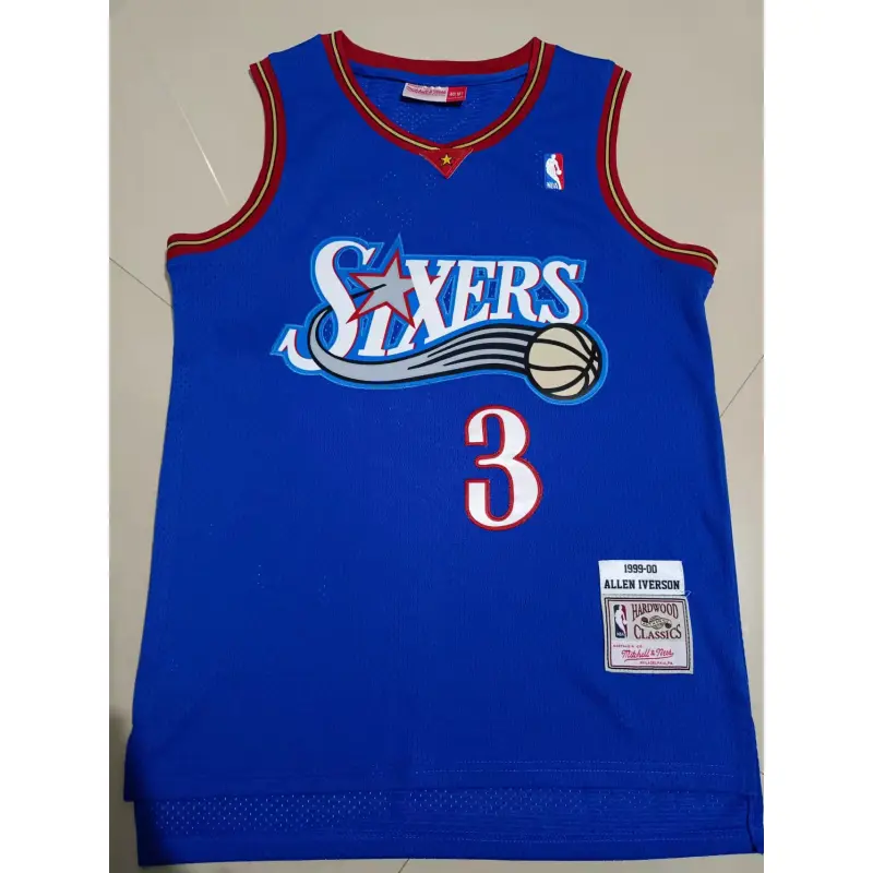 Camiseta Allen Iverson #3 Philadelphia 76ers 1999 Azul Classic Edition