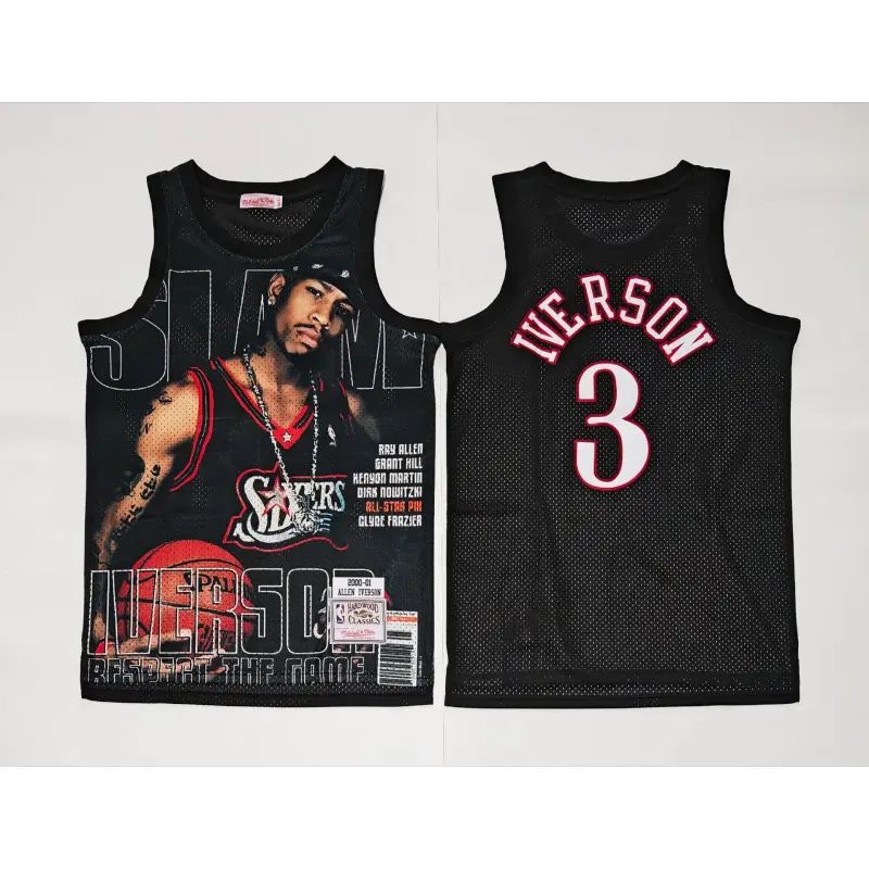 Camiseta Allen Iverson #3 Philadelphia 76ers Negro Especial Edition Camiseta Allen Iverson #3 Philadelphia 76ers Negro Especial Edition