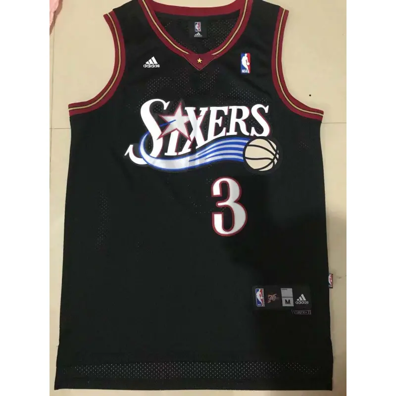 Camiseta Allen Iverson #3 Philadelphia 76ers Edición Clásico Negro