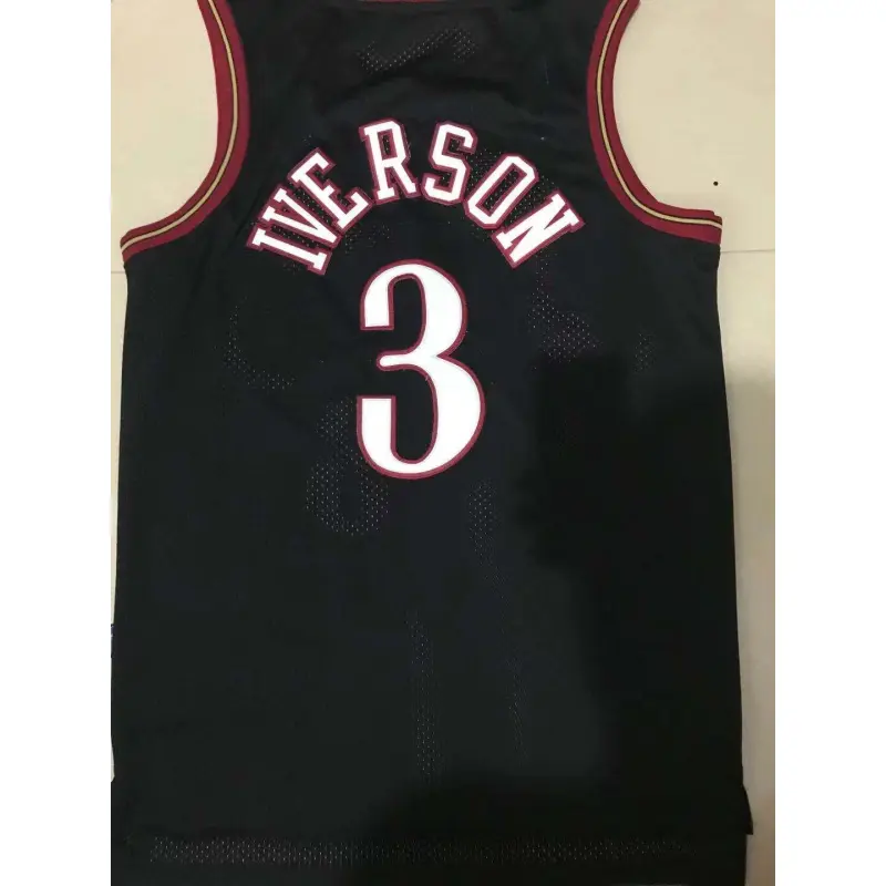 Camiseta Allen Iverson #3 Philadelphia 76ers Edición Clásico Negro Camiseta Allen Iverson #3 Philadelphia 76ers Edición Clásico Negro