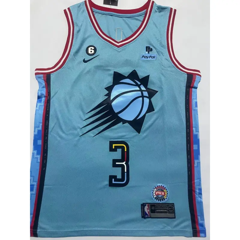 Camiseta Chris Paul #3 Phoenix Suns Azul Claro Camiseta Chris Paul #3 Phoenix Suns Azul Claro