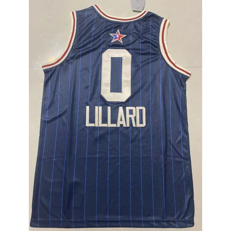 Camiseta Damian Lillard #0 All Star Azul Oscuro Con Rayas