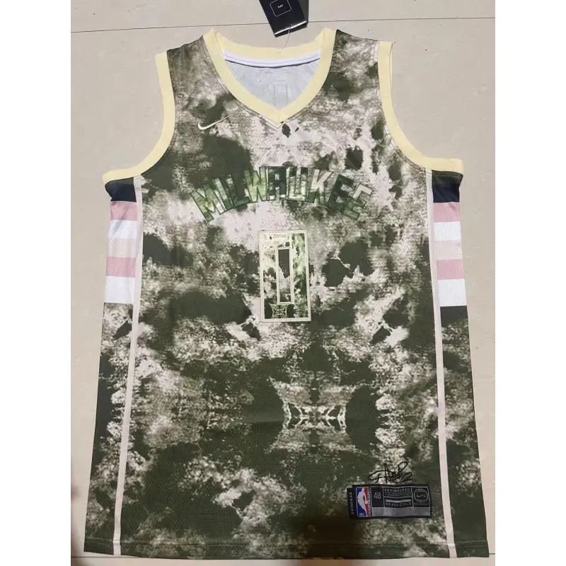 Camiseta Damian Lillard #0 Milwaukee Bucks 2024 Verde Estampado City Edition