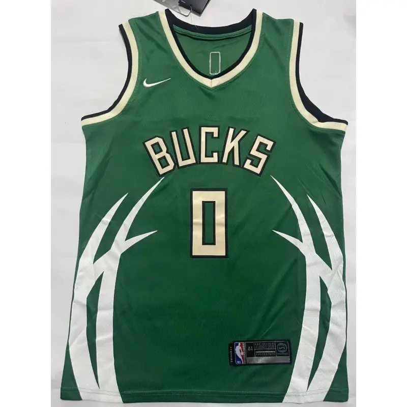 Camiseta Damian Lillard #0 Milwaukee Bucks Verde Edición de Moda