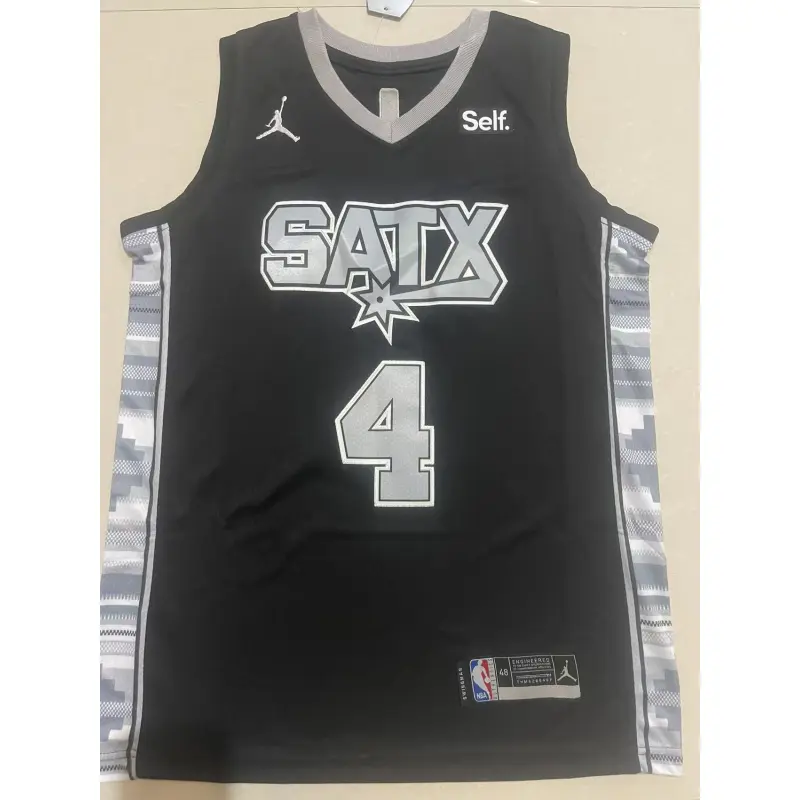 Camiseta De’Aaron Fox #4 San Antonio Spurs 2025 Negro