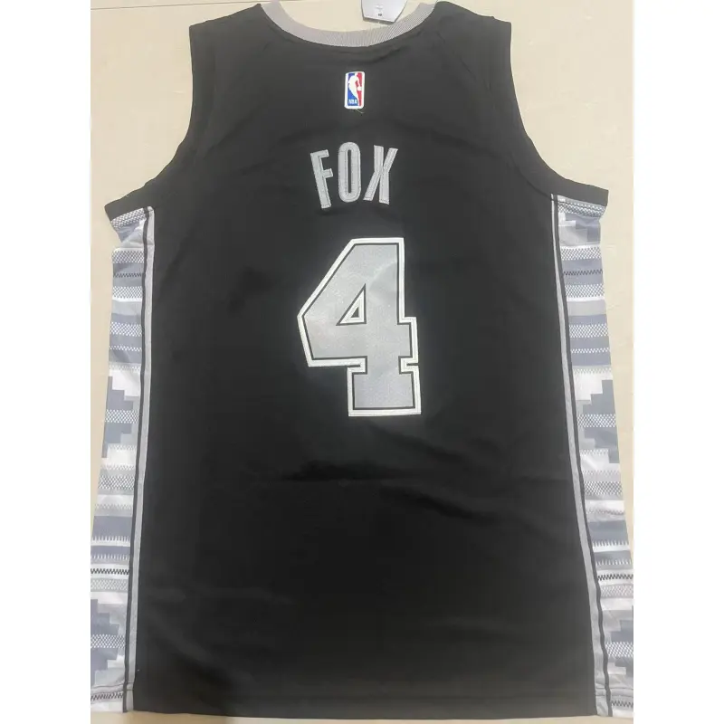 Camiseta De’Aaron Fox #4 San Antonio Spurs 2025 Negro
