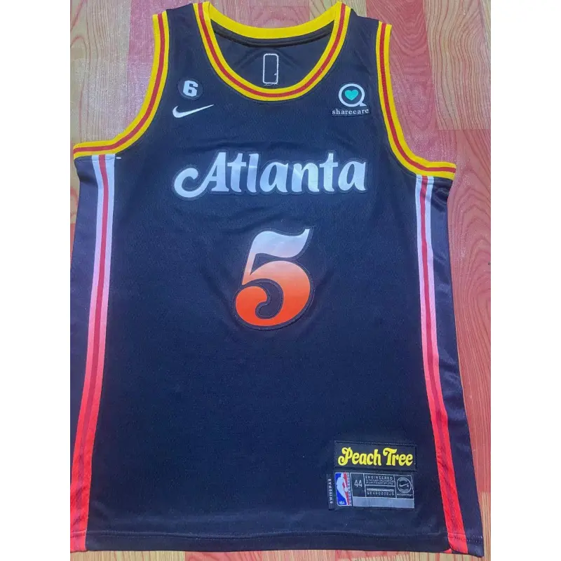 Camiseta Dejounte Murray #5 Atlanta Hawks 2023 Negro