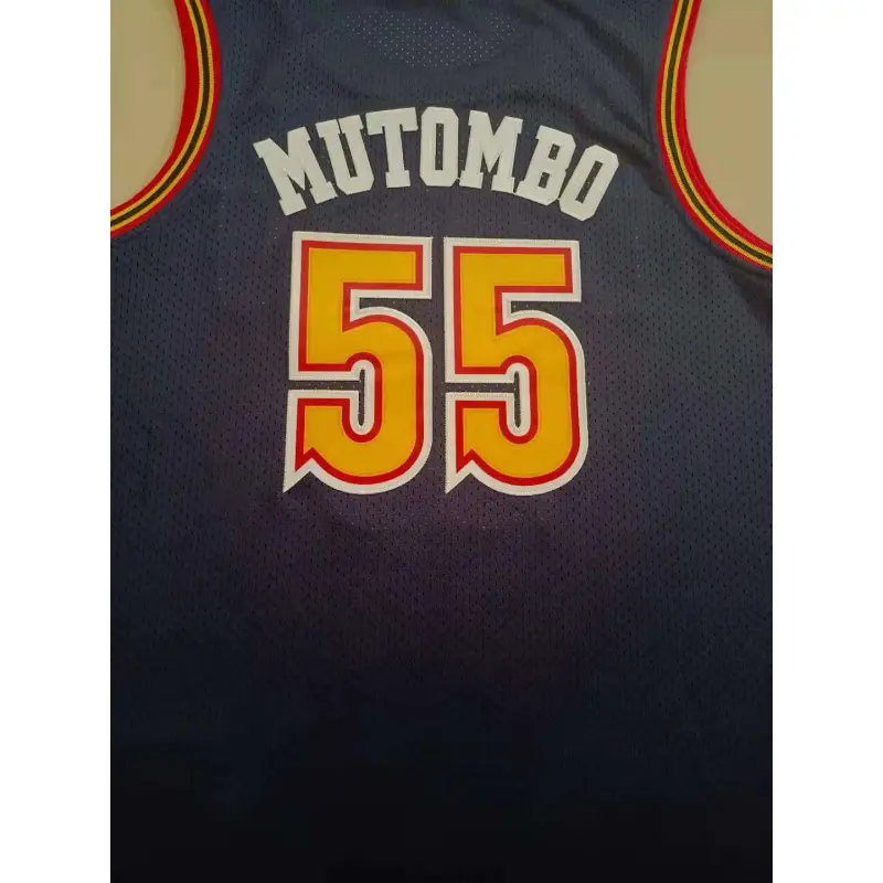 Camiseta Dikembe Mutombo #55 Denver Nuggets Azul Oscuro Classic Edition Camiseta Dikembe Mutombo #55 Denver Nuggets Azul Oscuro Classic Edition